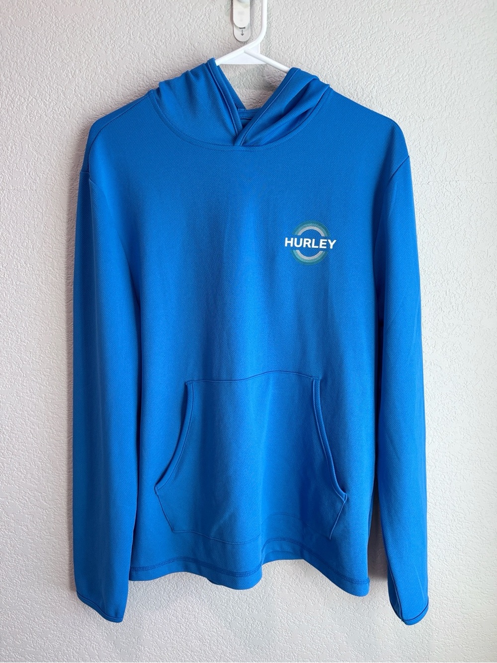 Men’s Hurley Mesh Hooded UV Long Sleeve Tee Shirt Blue Size Small
